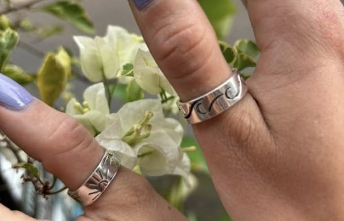 Handcrafted silver rings from a Bali jewelry making workshop
